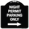 Signmission Night Permit Parking W/ Right Arrow Heavy-Gauge Aluminum Sign, 18" x 18", BW-1818-23856 A-DES-BW-1818-23856 - alternate 1